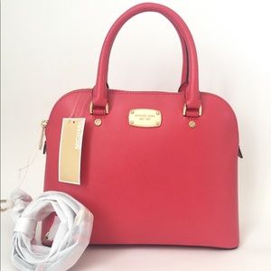 Michael Kors Watermelon MD Dome Leather Satchel
